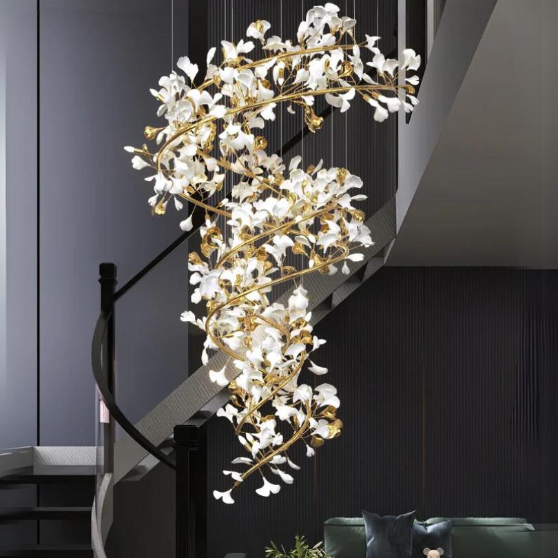 RINEST Flower Staircase Chandelier Lighting