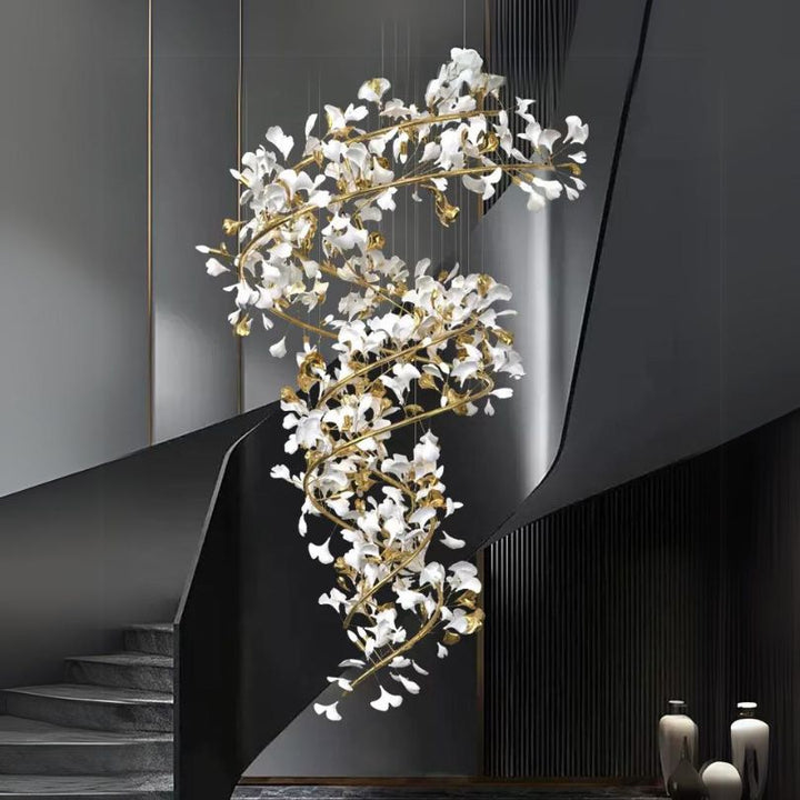 RINEST Flower Staircase Chandelier Lighting