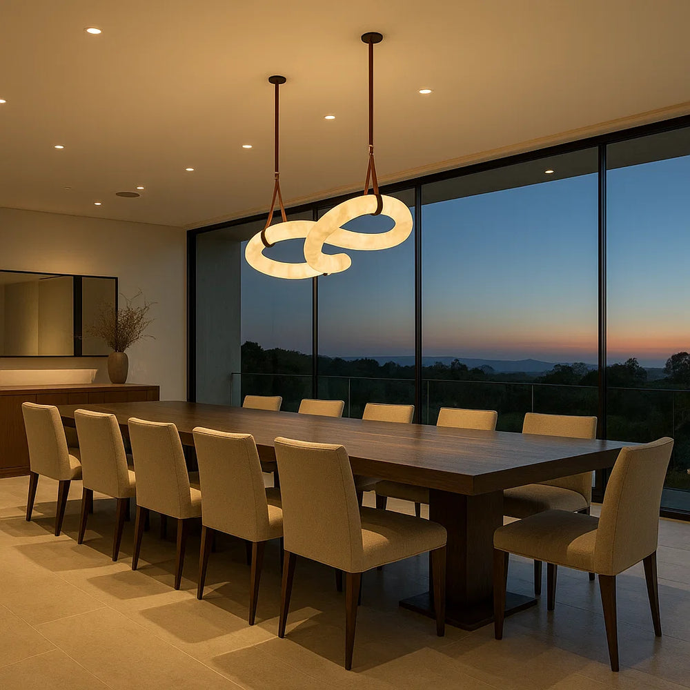 WITERAL Alabaster Chandelier Modern for Dining Room31
