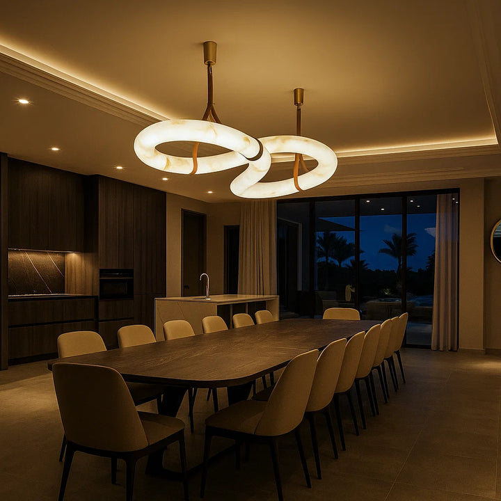 WITERAL Alabaster Chandelier Modern for Dining Room32
