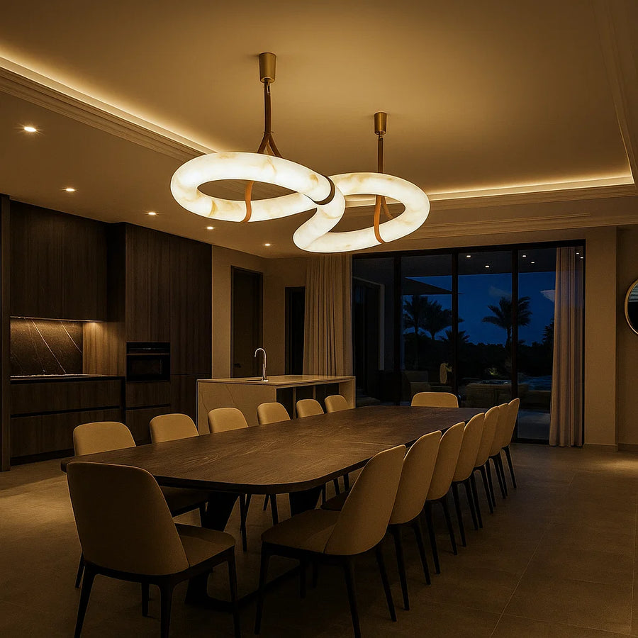 WITERAL Alabaster Chandelier Modern for Dining Room32
