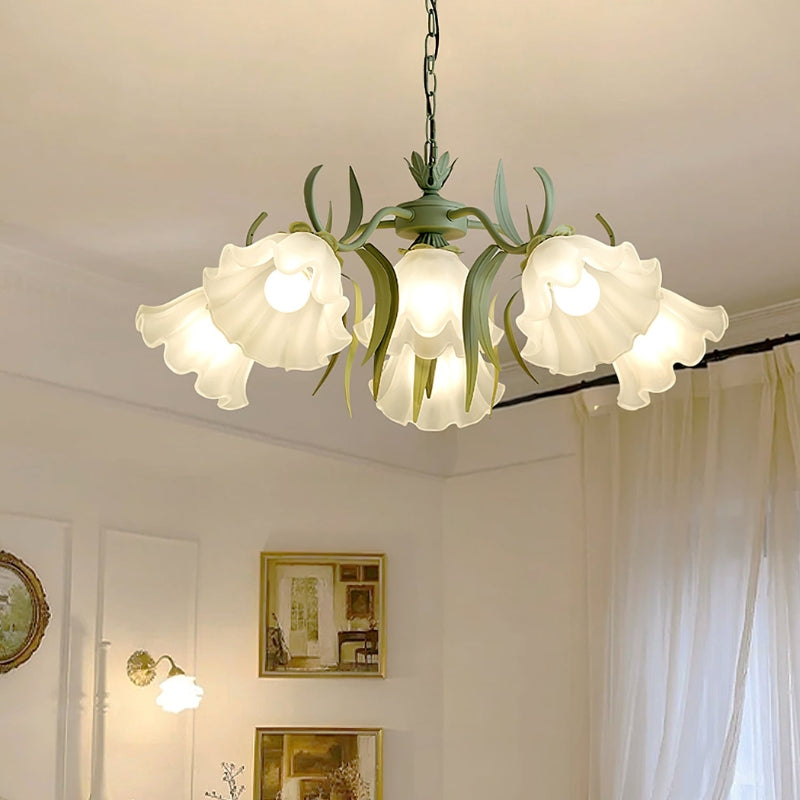 YORI Glass Elegant Flower Chandelier