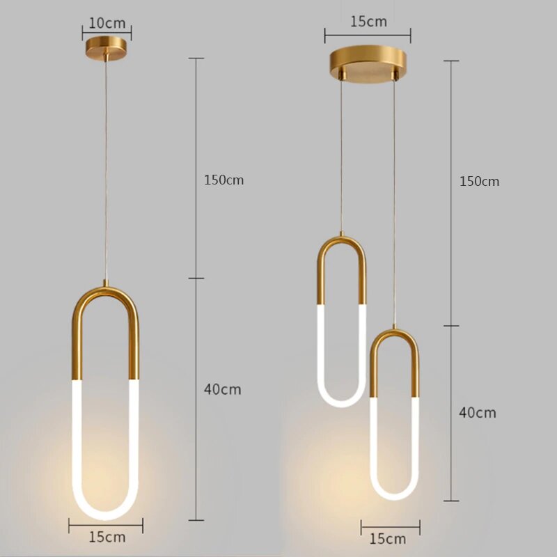 Best new ADLEY Creative U-Shaped Long Pendant Light P5338