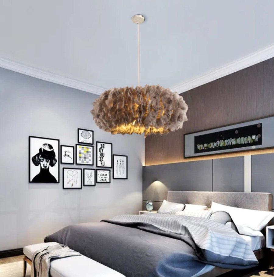 Best new CANTALUPO Modern Feather Bedroom Pendant Light P5288