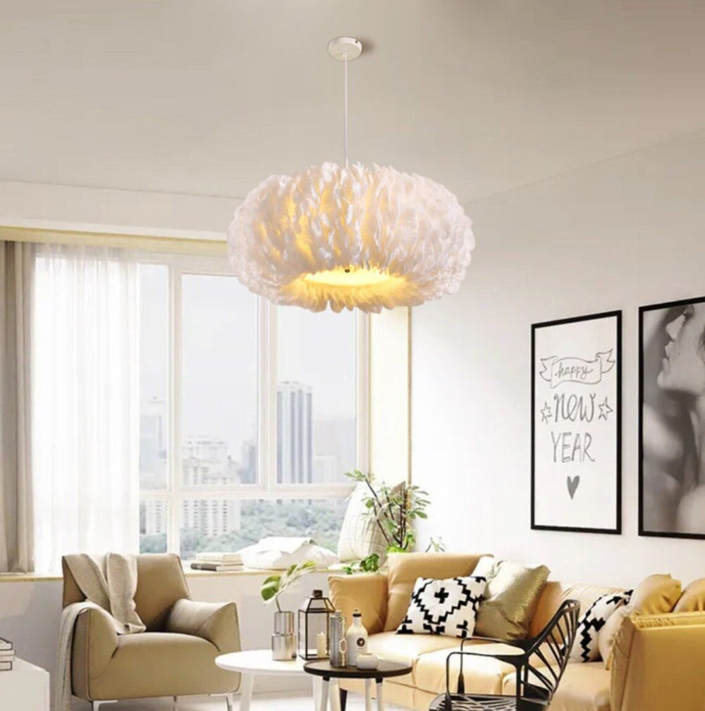 Best new CANTALUPO Modern Feather Bedroom Pendant Light P5288