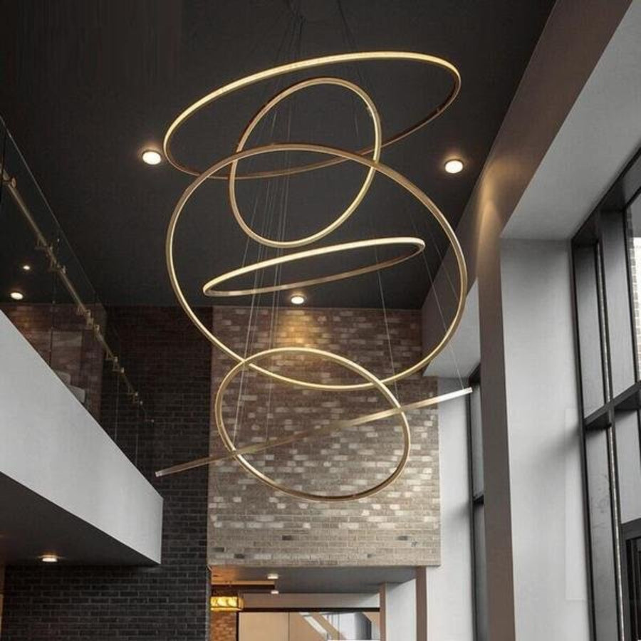 Best new Golden Luxury Dining Room Living Room Duplex Large Ring-Shaped Lights