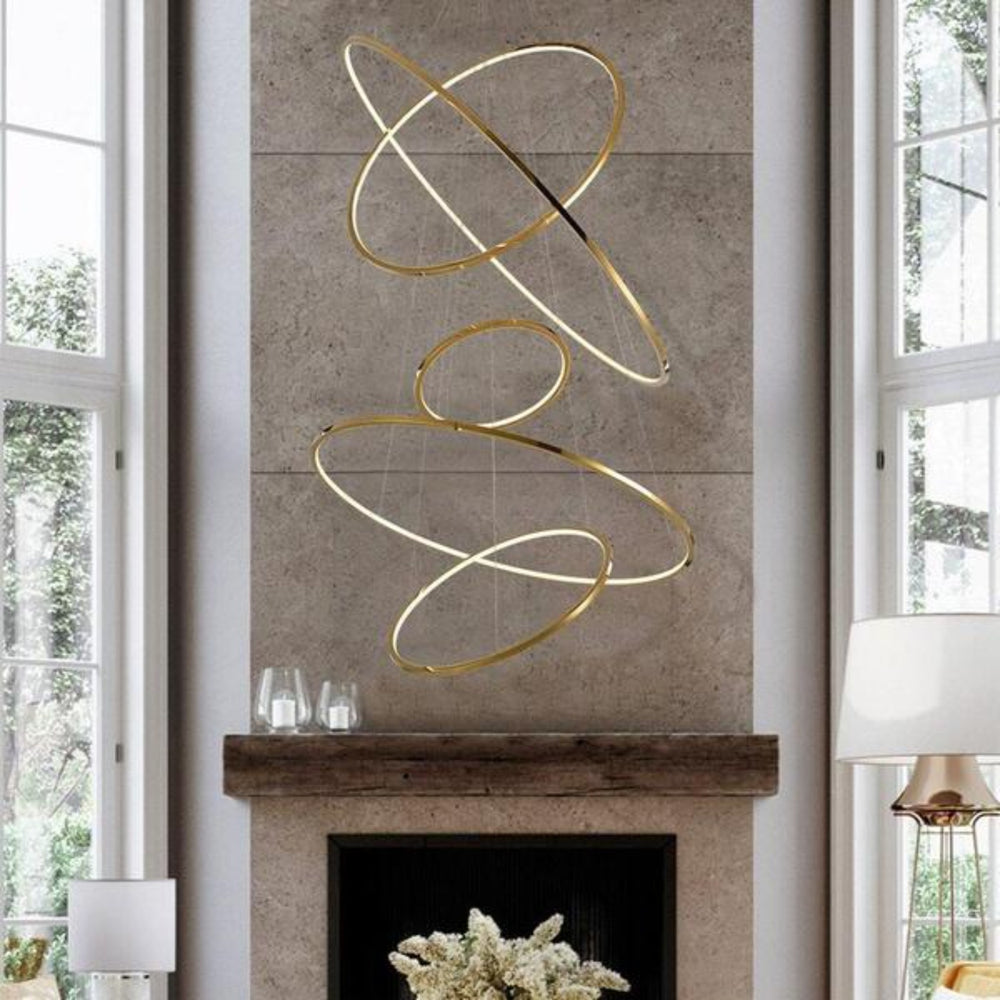 Best new Golden Luxury Dining Room Living Room Duplex Large Ring-Shaped Lights