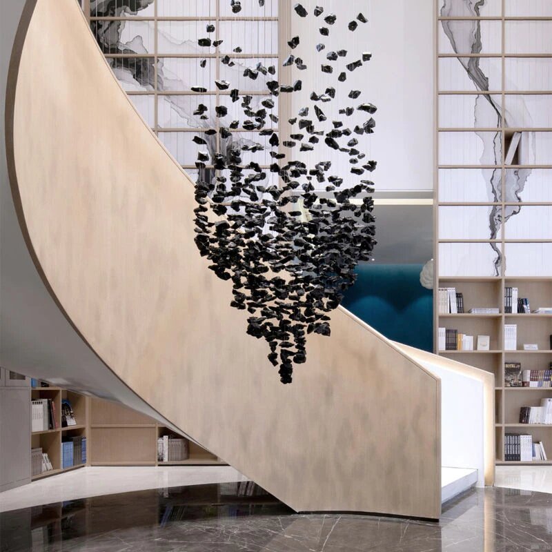 Ifin-black-crystal-staircase-chandelier