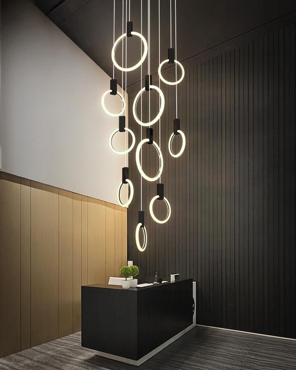 Best new LED Indoor Stairs Lighting Iron Acrylic Decor Nordic Modern Style Ring Light