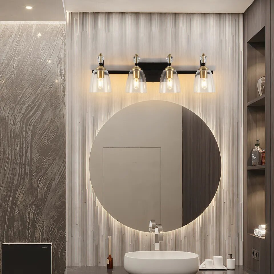 Best new PAISLEE Modern Clear Glass Bathroom Wall Light W5349