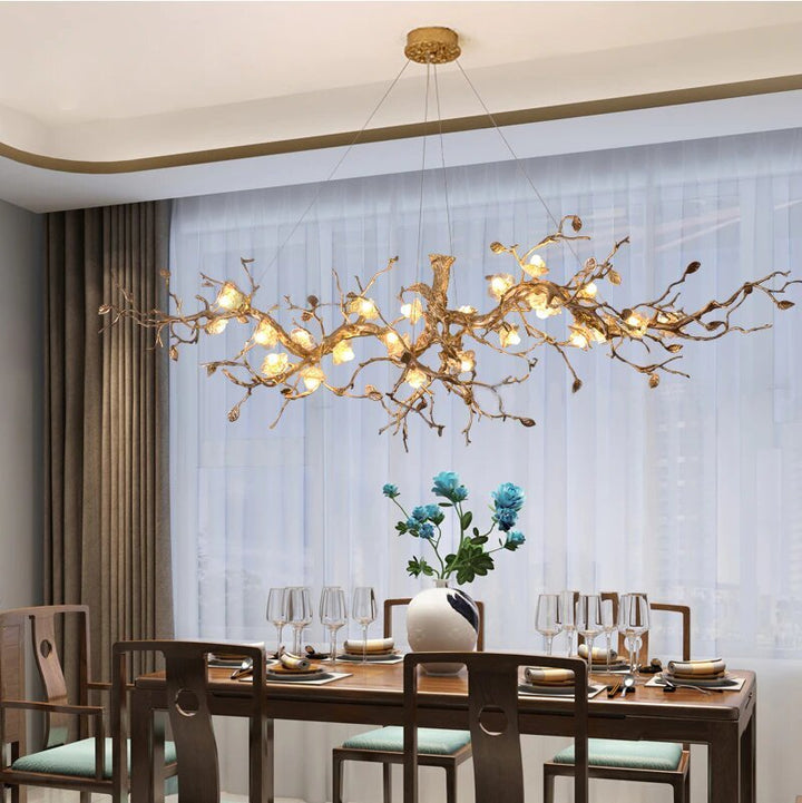 RAI Brass Tree Branch Crystal Chandelier