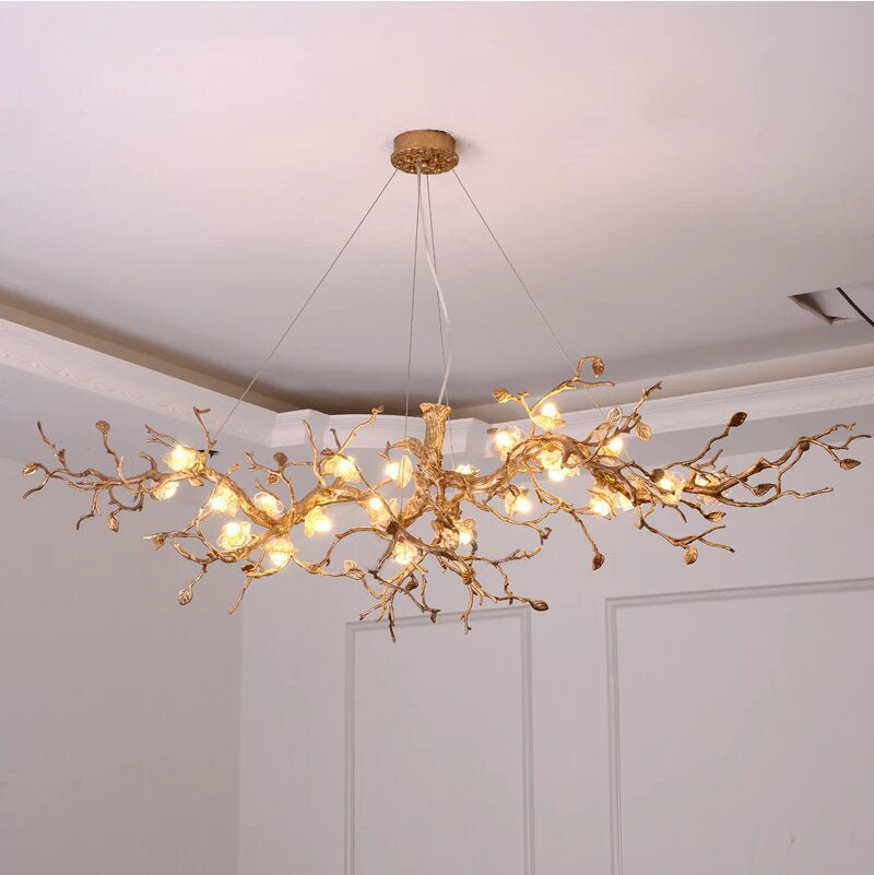 RAI Brass Tree Branch Crystal Chandelier Details