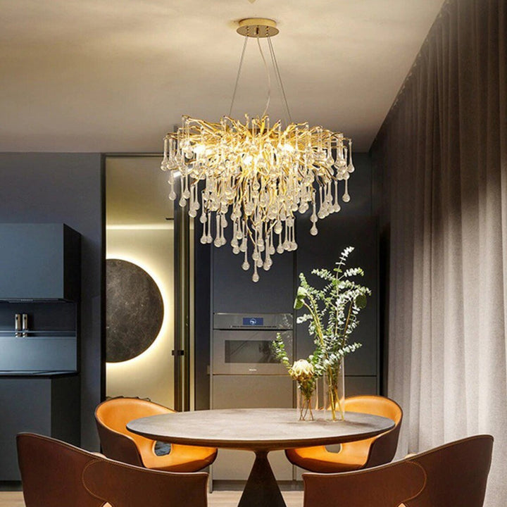 Best new Water Drop Crystal Luxury Chandelier Home Decor Pendant Light